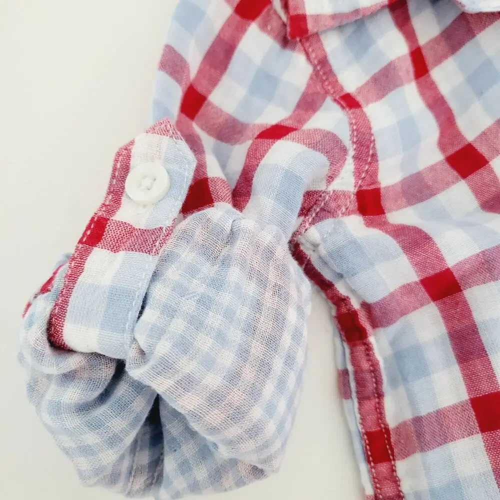 Gap 12-18M super soft plaid red white and blue